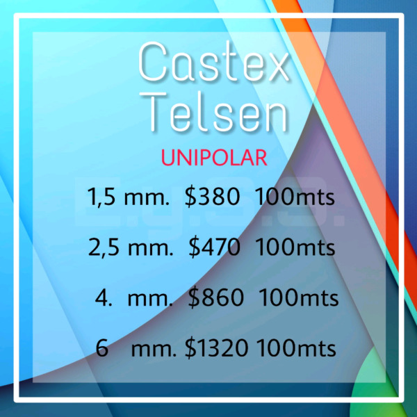 Cable Unipolar Castex Telsen 1,5 mm 2,5 mm 4 mm 6 mm
