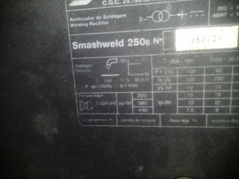 soldadora mig mag essab smashweld 250 e