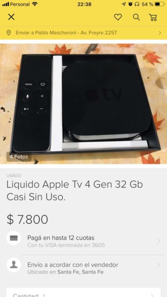 Apple TV 4 Gen de 32 gb con muy poco uso. Liquido