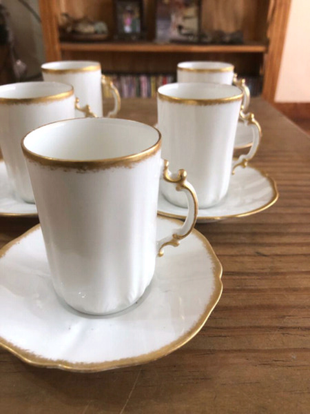Tazas de café en porcelana Limoges U.C. Francia