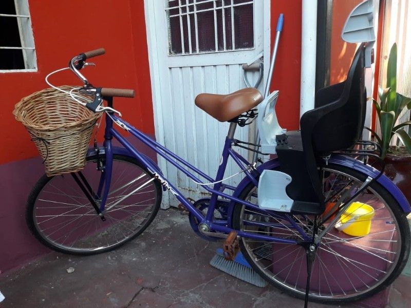 Bicicleta con asiento y canasto