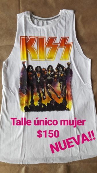 Remeras de algodón! Estampas de Kiss/Rolling Stones Talle S