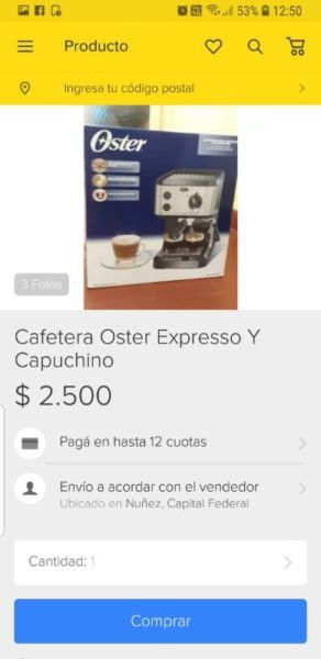 Cafetera oster expreso capuchino