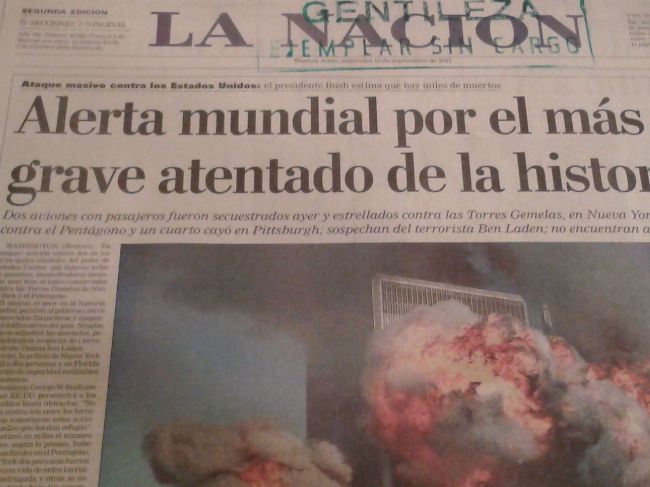 diario la nacion, 12 de septiembre de . (atentado!)