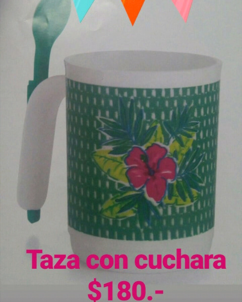 Taza con cuchara tupperware