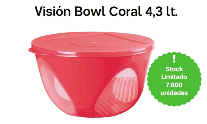 Vision bowl coral 4.3 lt tupperware