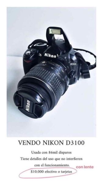 Cámara Nikon D con lente mm USADA