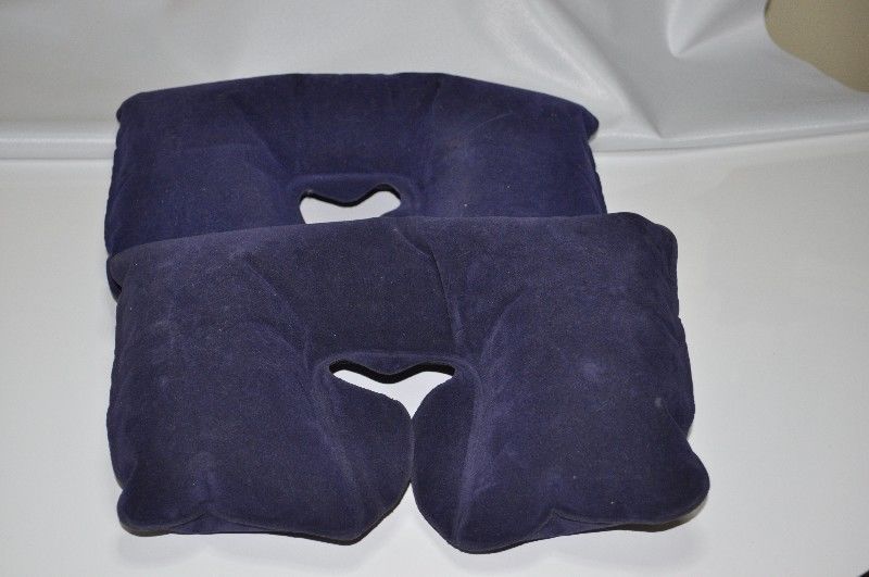 2 Almohada Inflable Para Viaje Azul Afelpada Oferta!!