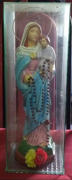 Virgen de Rosario en vidrio 41cm