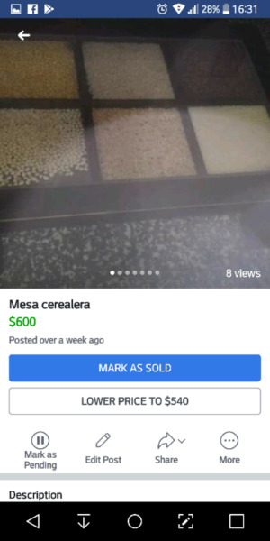 Mesa cerealera madera