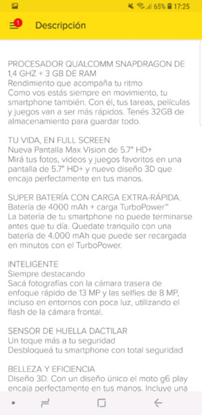 Vendo celular moto G6 plus