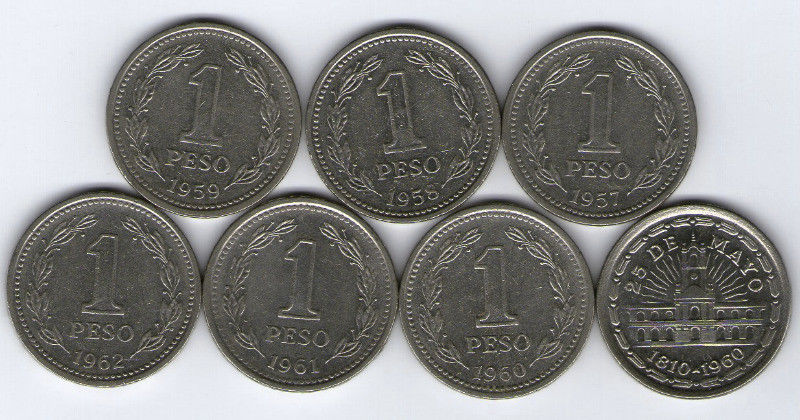 Monedas 1 Peso Moneda Nacional Serie Completa  a 