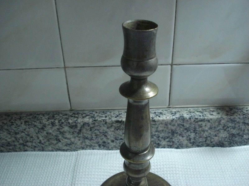 candelero antiguo de bronce 25 cms