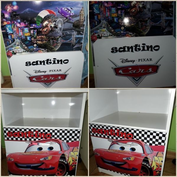 Cama+ Mesa de luz cars con nombre santino