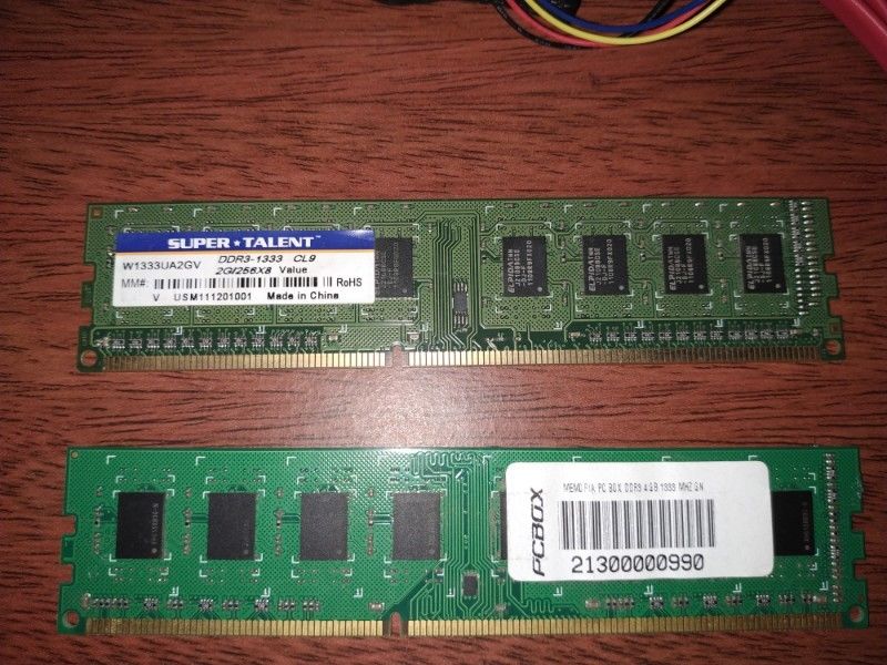 Memorias DDR3 4gb y 2gb