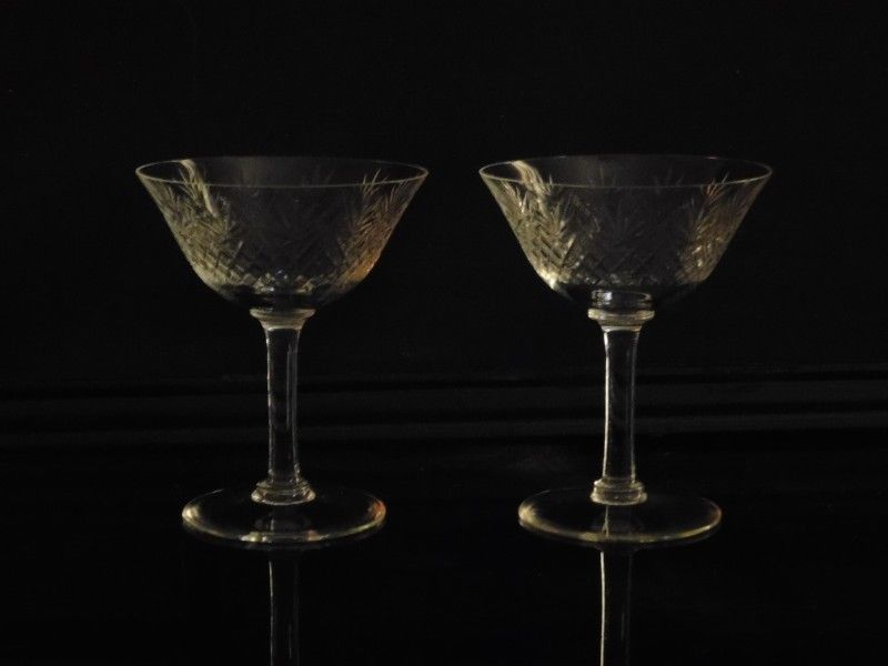 Copas martini fino vidrio tallado