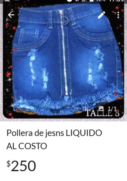 Pollera de jeans LIQUIDO AL COSTO