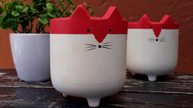 Velas en portavela de cerámica gato