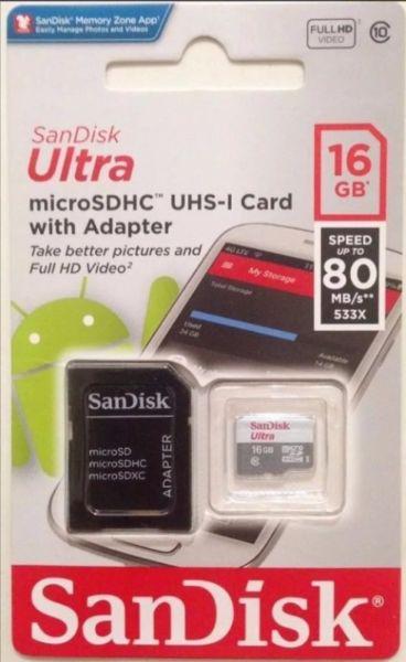 TARJETA DE MEMORIA MICRO-SD 16 GB. SAN DISK ULTRA 80 MB/S