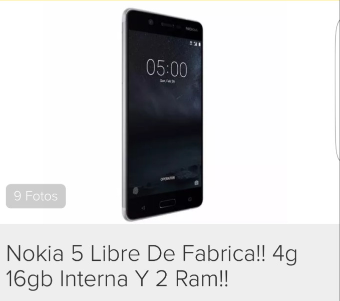 Nokia 5 nuevo libre de fabrica 16 gb