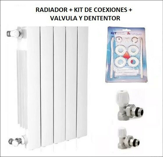 Radiador 6 Elementos Decoral 500 + Kit + Válvulas