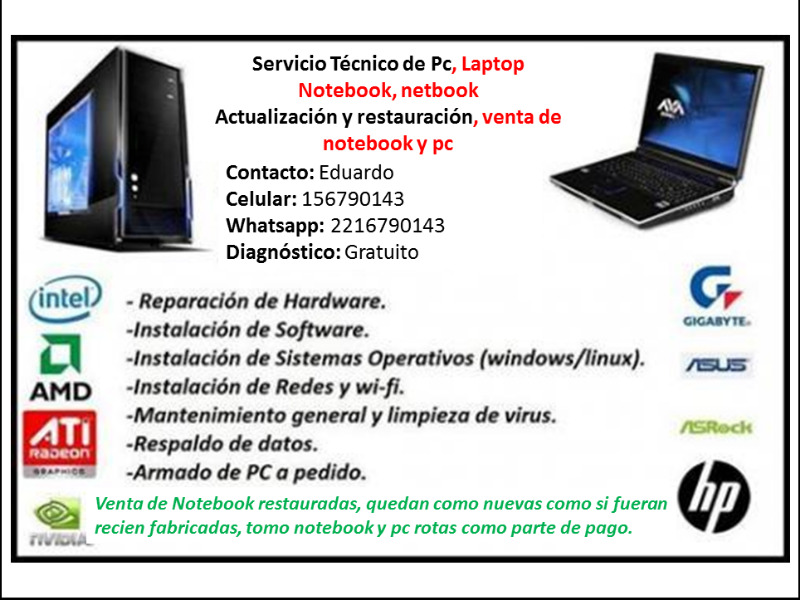 REPARACION DE PC NOTEBOOK Y ONLY ONE