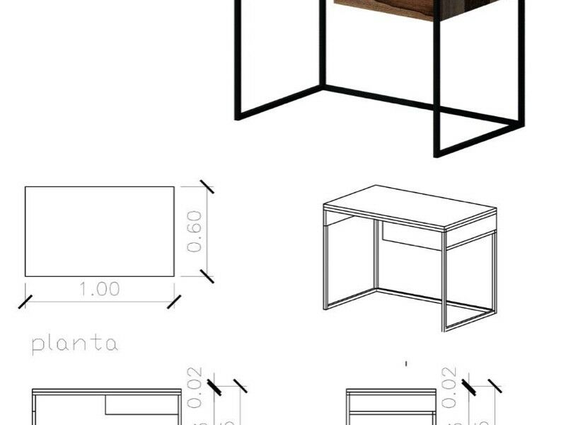 Escritorios madera y hierro