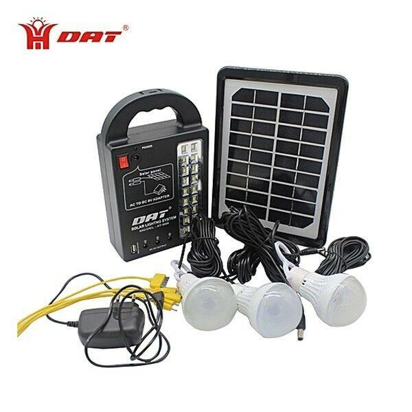 Kit Solar Portátil Panel Lamparas Led Linterna Cargador Usb