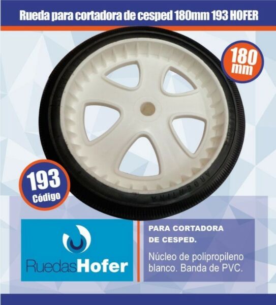 RUEDA PLASTICA PARA CORTADORA DE CESPED 180MM MODELO 193