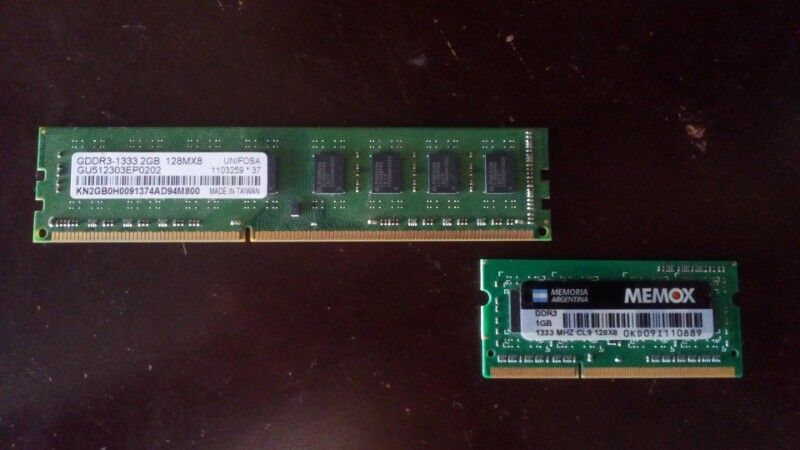VENDO MEMORIAS RAM E PC 2GB DDR3 Y NETBOOK 1 GBDDR LAS