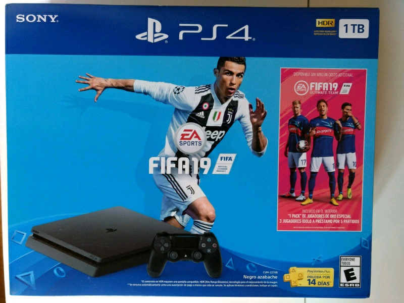 PS4 Slim 1Tb + 1 joystick V2 + FIFA 19 físico