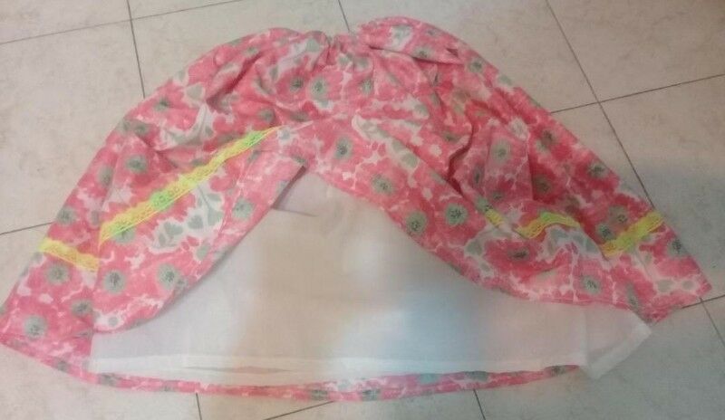 POLLERA PAISANA ROSA ESTAMPADA CON ENAGUA