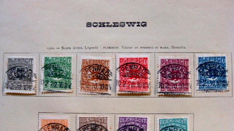 Sellos postales del Ducado de Schleswig Alemania Dinamarca
