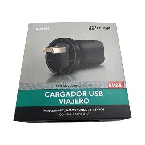 Cargador 220v a USB 5v 2A c/cable micro USB NOGA