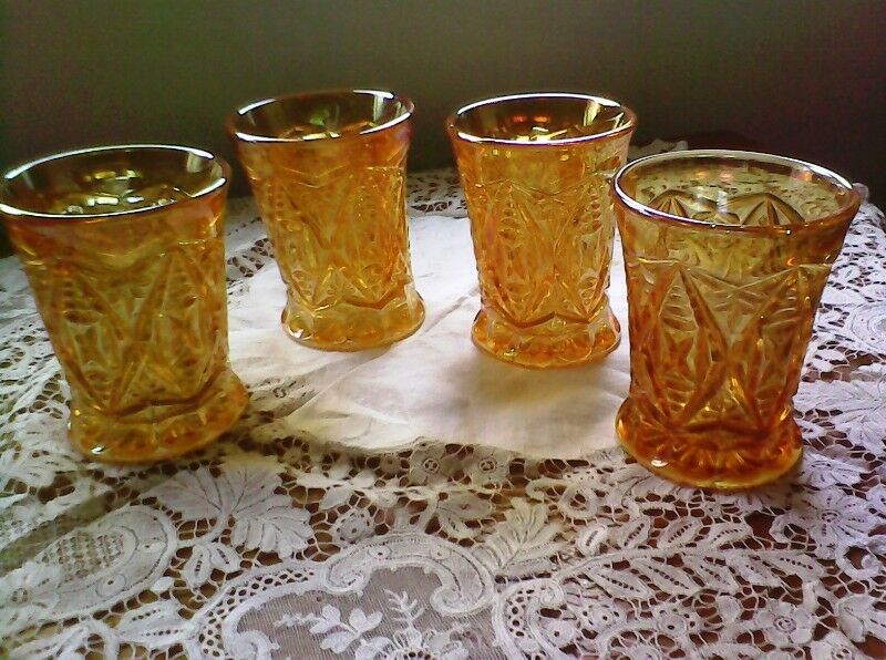 4 vasos cristal carnival glass