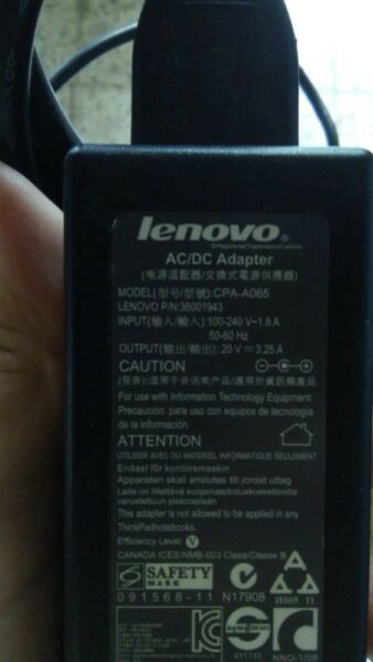 Cargador Lenovo notebook CPA-AW / 3.25A