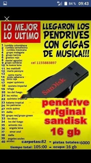 musica grabada en el pendrive