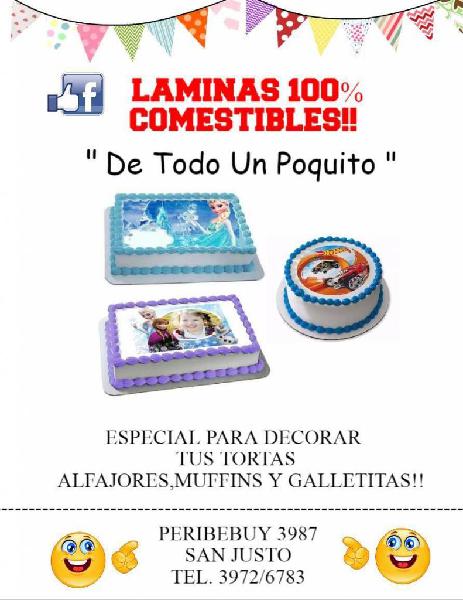 LAMINAS COMESTIBLES PARA TORTAS! $ 70