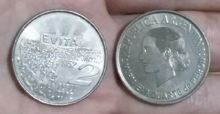 Moneda 2 pesos Evita 2002 conmemorativa $120