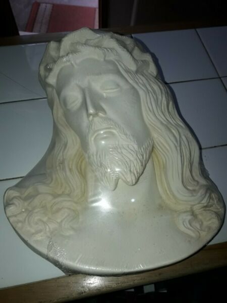 cara de Cristo/ Jesus de yeso para pintar alto 24 cm x 23 cm