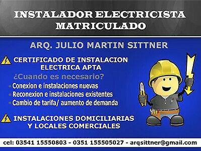 ELECTRICISTA MATRICULADO - CERTIFICADO DE INSTALACION