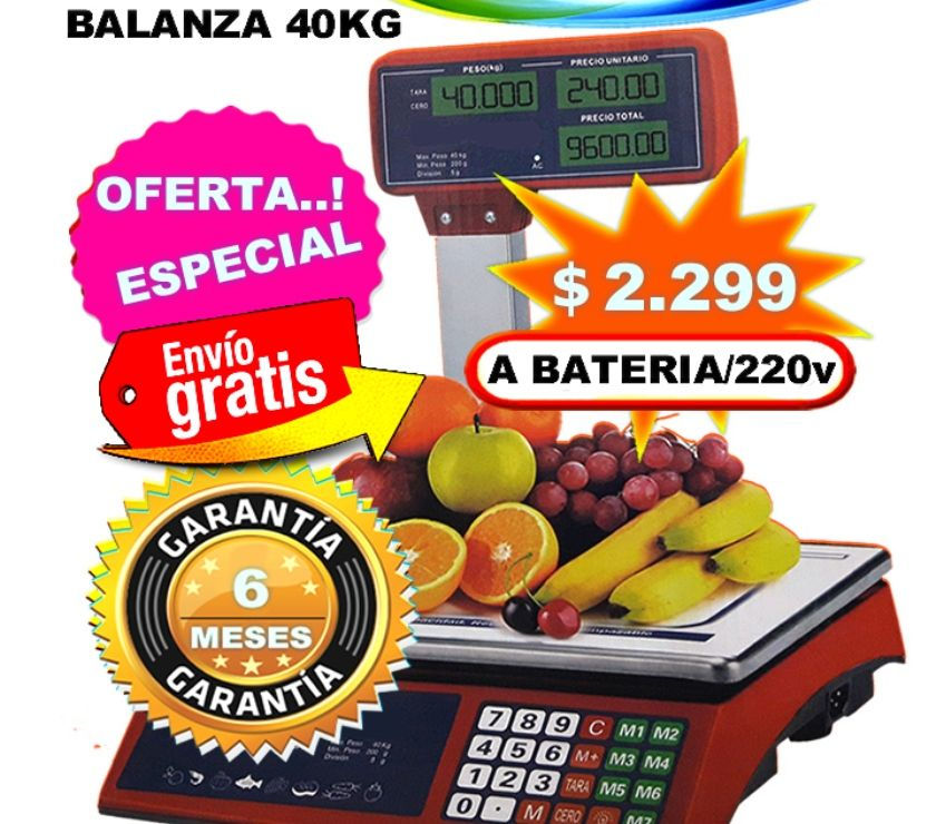 Balanza Negocio 40 Kg DobleVisor (Garantía 6 Meses)