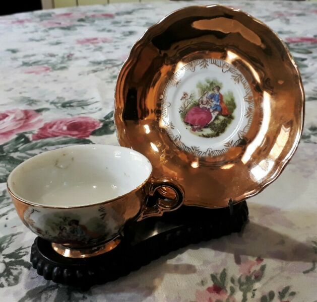 Taza Y Plato De Te Porcelana Decoración Dorado Japon
