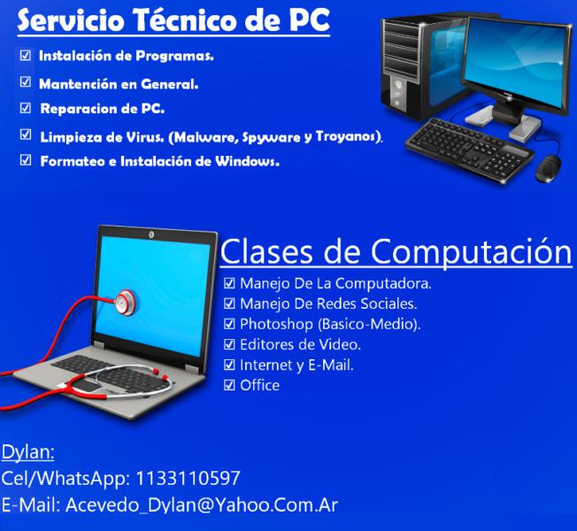 Servicio Técnico de PC y Clases de Informática.