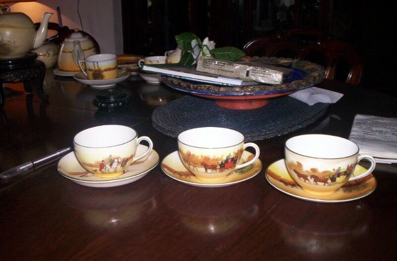 Muy Raras 3 Tazas Y 3 Platos De Royal Doulton Serie Cocheros