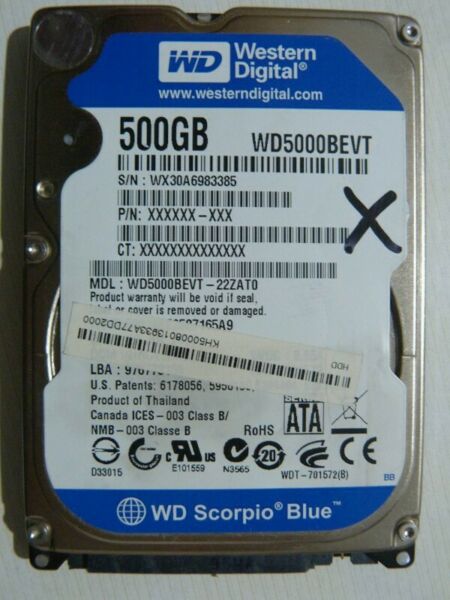 HDD WD 500GB SATA 2.5 Notebook Para Reparar O Repuestos
