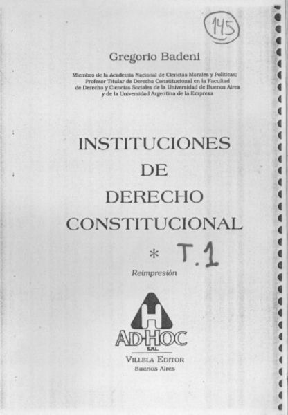 Instituciones de derecho constitucional. Gregorio Badeni.