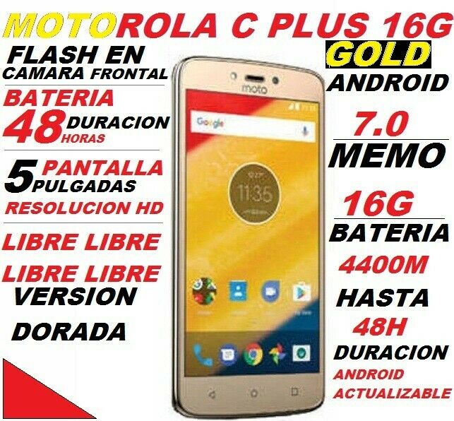 VENDO MOTO C PLUS DORADO 16G ANDROID 7.0,FRONTAL CON