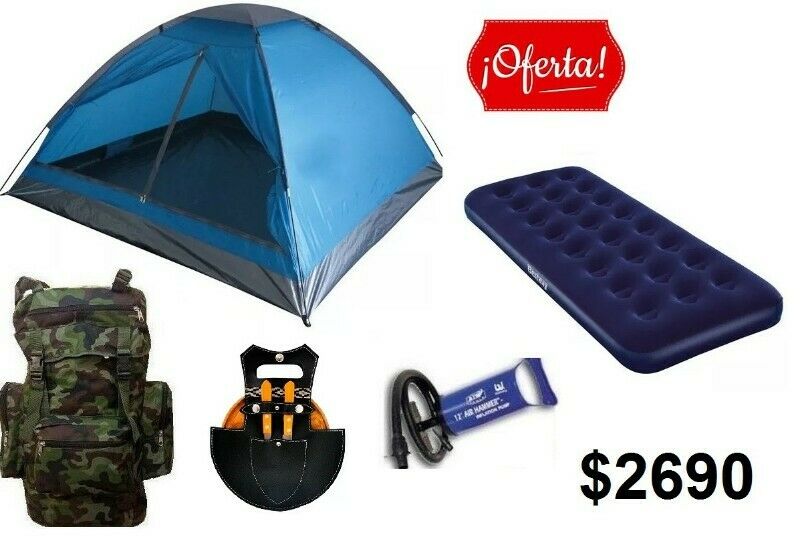 Carpa+ colchon 1 plaza+ inflador+ mochila 60 litros+ juego