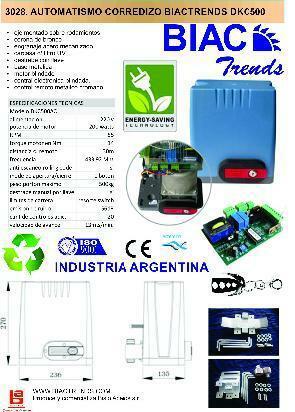 AUTOMATISMO MOTOR CORREDIZO BIAC TRENDS 500